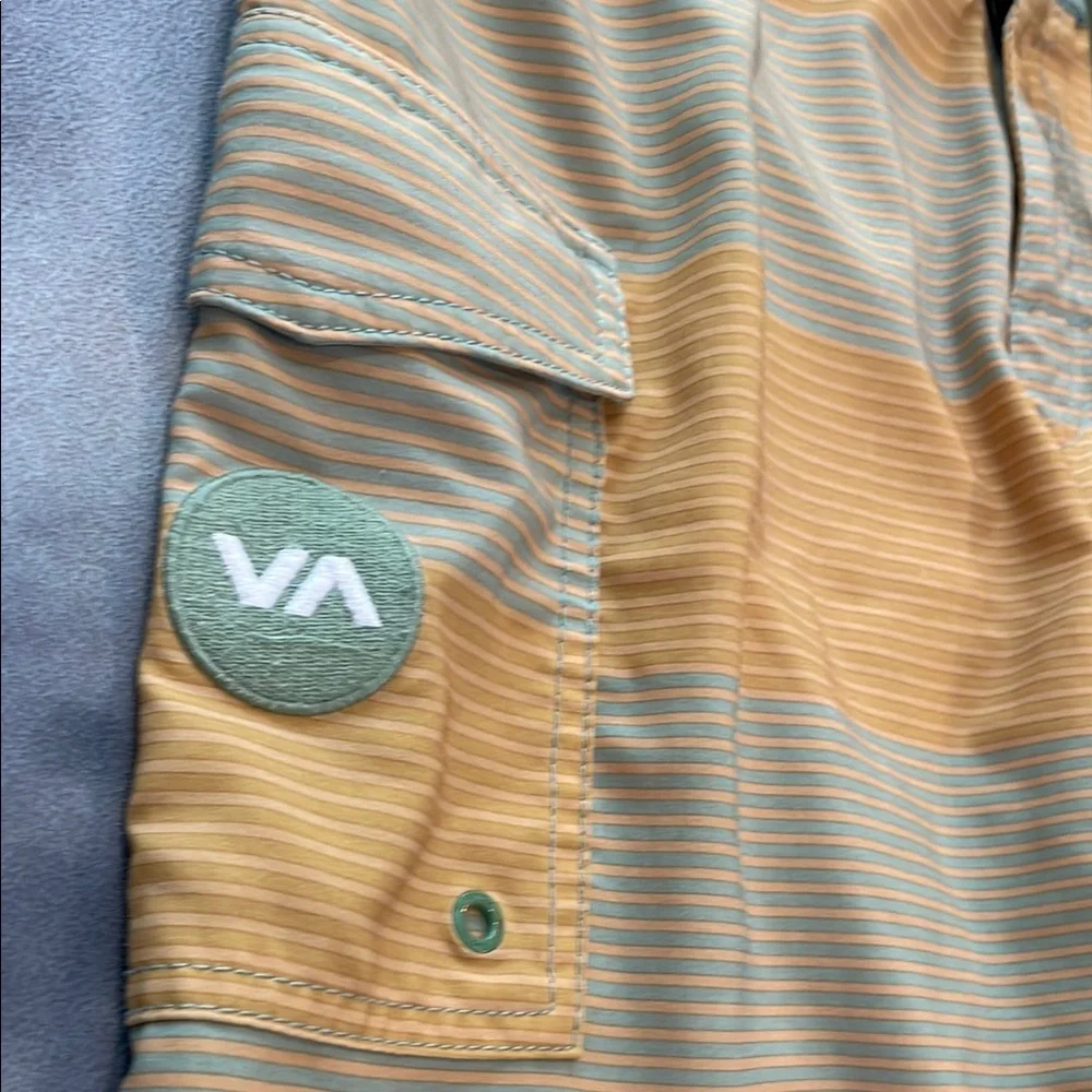 RVCA Green and Orange Board Shorts Quick-Dry Surfwear 32W